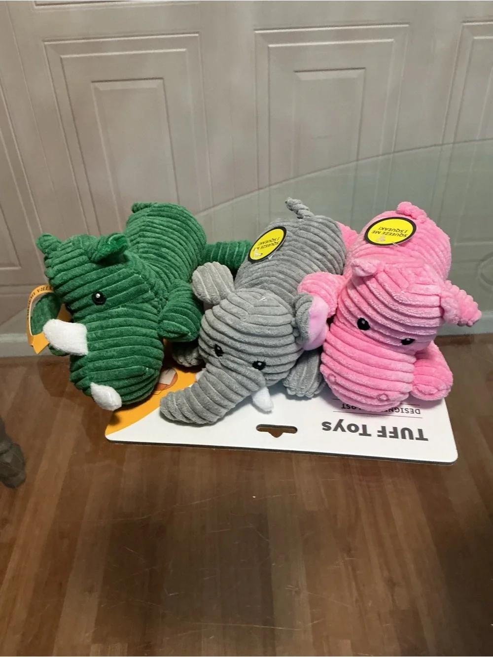 Brand New Jmle tuff Set Of 3 Elephant & Reno Squeaker Dog Toy  9”